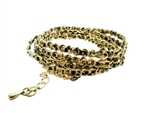 Multi wrap around gold chain lacing with leather