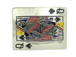 Rectangular Playing Cards Gueen Belt Buckle
