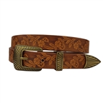 Western Style Hand Painted floral tooled belt