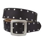 Studded Belt with Trendy Square Buckle