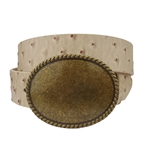 Ostrich Printed Belt with Western Oval Buckle
