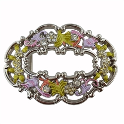 Cut-Out Oval Shape Colorful Flower Buckle.