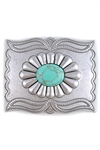Matte Silver Turquoise color stone Buckle Belt.