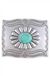 Matte Silver Turquoise color stone Buckle Belt.