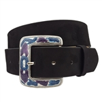 Micro-suede belt w. enamel-filled buckle
