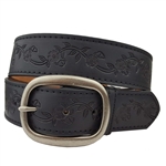 Western Floral Embossing Belt with  Oval Buckle