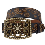 Western-Inspired Floral Buckle w. matching belt
