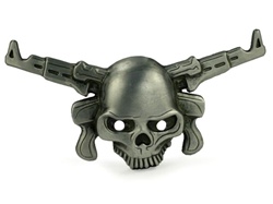 Pewter Skull with Double Gun Belt Buckle