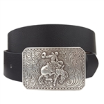 Vegan Belt strap With Western Silver Rodeo Belt Buckle