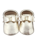 Metallic Bow Tie Baby Moccasins