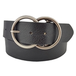 Vegan Leathrette Jean Belt with Double Round Buckle
