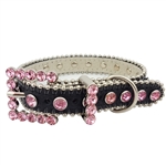 Leather Crystal Dog Collar