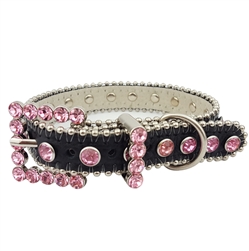 Leather Crystal Dog Collar