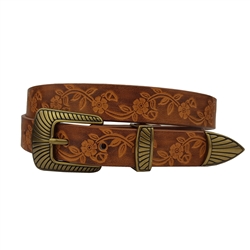 Western Style Hand Painted floral tooled belt