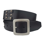 Studded Leather Belt w. Square Buckle
