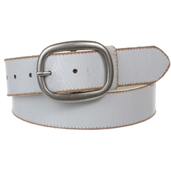 Casual vintage jean belt with Snap On Crack Print Vintage Stitching Edged Leather Belt Strap with Oval belt Buckle.
