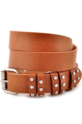 1 1/8" Plain Leatherette With Multi Studded Loop Belt With Roller Buckle.