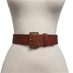 Womens 2 " Wide Belt  with Multi Stitching Detail on the  Edged with Silver Buckle.