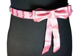 1 3/8"  width  bow belt with hot pink crystal