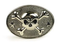 Oval buckle with skull and cross bone
