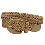 Hand Braided Leather Belt in Matte Gold