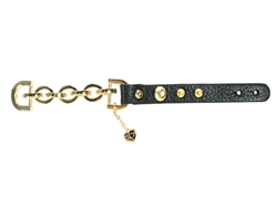 Genuine Leather Bracelet with Gold Chain links.