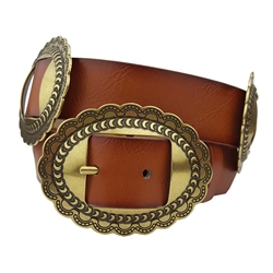 Western Matching Oval Buckle & Conchos Style Belt