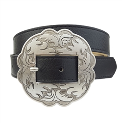 Western-Inspired Silver Buckle Belt