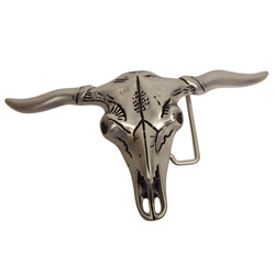 Western Longhorn Skull Buckle