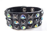 Cowhide Rock Star Distressed Studded Wristband