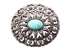 Flower Fashion Oval Turquoise Stone Buckle