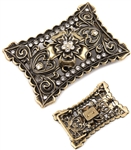 Rectangular Cut out Flower Rhinestone Belt Buckle