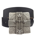 Silver Square Plaque Cross Buckle with Vegan Belt strap