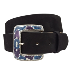 Micro-suede belt w. enamel-filled buckle