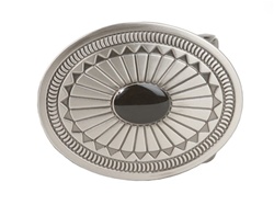 Oval- shaped buckle with black stone