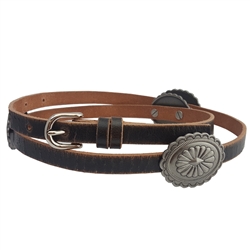 Western  Concho Style Distressed Leather skinny belt