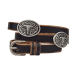 Western Long Horn Concho Distressed Leather Belt