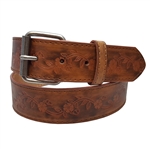 Embossing Leather Belt With Filigree Pattern With Buckle