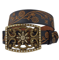 Western-Inspired Floral Buckle w. matching belt