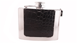 Flask buckle with crocodile print leather on the surface