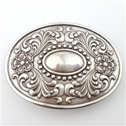 Quality Western Floral Etched Oval Belt Buckle