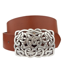 Vegan belt strap with Western Knotted Heart Design Belt Buckle