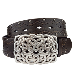 Western Knotted Heart Buckle on a studded belt