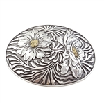 Oval Sunflower Engraving Belt Buckle