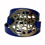 Multi Wrap around wristband in genuine Italian leather with gold oval plaque buckle design