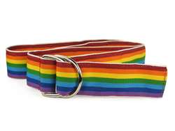 Ladies Fashion Double "D" Ring Rainbow Ribon Belt