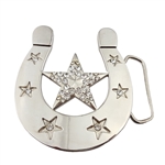Crystal Horseshoe and Star Belt Buckle