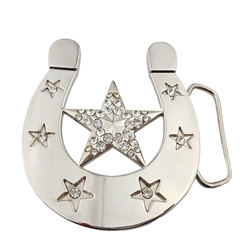 Crystal Horseshoe and Star Belt Buckle
