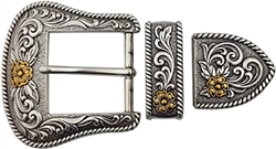 Silver/Gold Plated Western Floral Buckle .