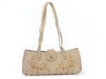 Suede handbag with flower print